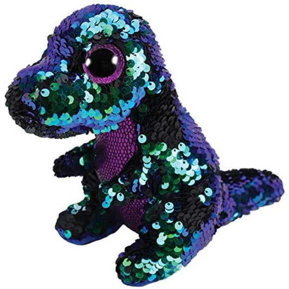 TY Flippable Crunch The Green/Purple Sequin Dinosaur (Glitter Eyes) Small 6