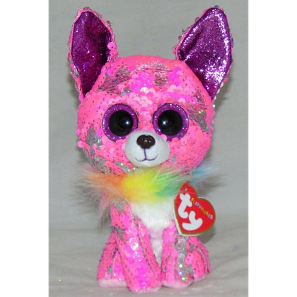 TY Flippables -2020 Valentines Charmed Hot Pink Chihuahua Dog (Glitter Eyes) Small 6