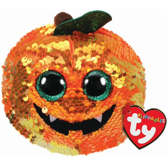 TY Flippables Seeds Pumpkin Halloween (Glitter Eyes) Small 6