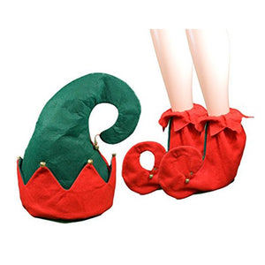Christmas Felt Elf Hat & Elf Shoes Fits Most Adults Great For Christmas Parties