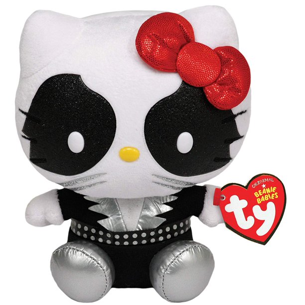 Hello Kitty TY Beanie Buddy Medium 11 inch Plush Toy Doll - Skull Black and  Pink 