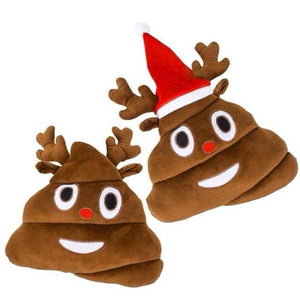 You Get 1 12" Emoji Christmas Reindeer EMOTICON Poop Pillow ( Style Will Vary ) For Boys and Girls
