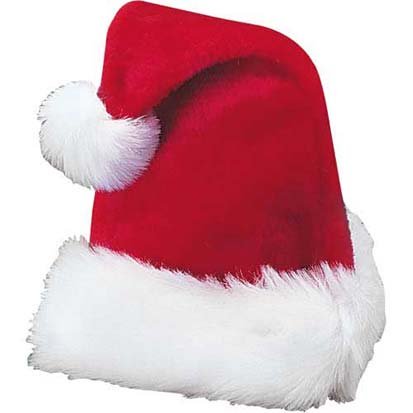 Traditional Red and White Plush Christmas Santa Hat - Adult Size