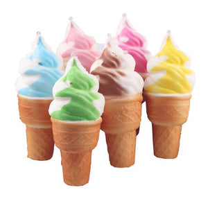 1 Random Color Super Cute Jumbo Torch Ice Cream Cone Squishy Squeeze 6" Large