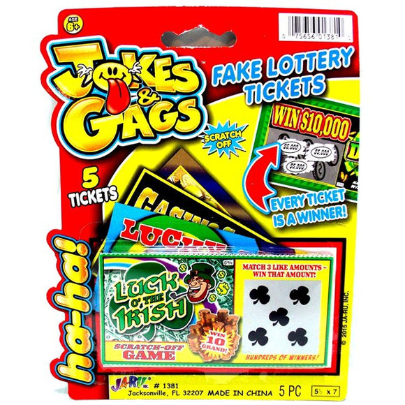 Practical Gag Joke - Scratch-off Fake Lottery Ticket 5 fake lottery tickets