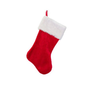 12" Luxurious Traditional Red with White Cuff Plush Christmas Stocking