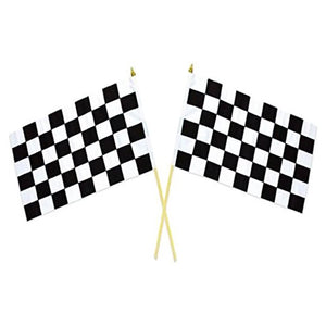 2 Ct Checkered 12" x 18" Nascar Racing Flag on 24" Wooden Stick