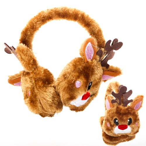 You Get 1 Rudolph Reindeer Christmas Plush EarMuffs One Size Fits Most Animal Ear Muffs