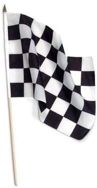 Checkered Racing Flag 12 x 18 inch on Wooden Stick