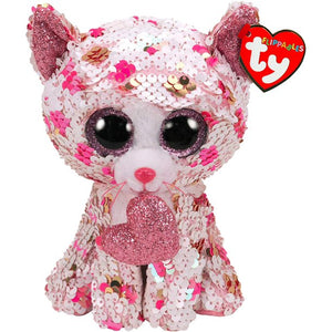 TY Flippables - 2020 Valentines Cupid The Cat With Heart (Glitter Eyes) Small 6" Plush