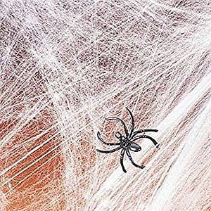 1 Pack White Stretchable Spider Web with Spider Cobwebs Halloween Decorations