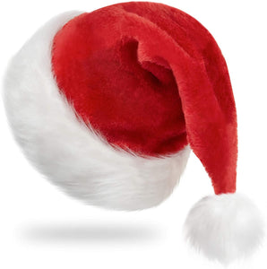 Traditional Red and White Plush Christmas Santa Hat - Youth Size