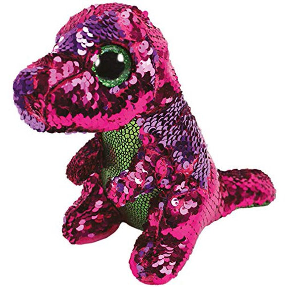 TY Flippable STOMPY The Pink/Green Sequin Dinosaur (Glitter Eyes) Small 6