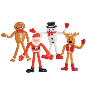 Christmas Bendable Figures Gingerbread Man, Snowman Reindeer And Santa Claus( Package of 12 )
