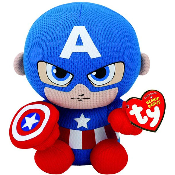 Ty Captain America Plush, Blue/Red/White, Regular Plush Stuffed Animal Plush Toy