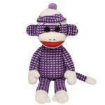 TY Beanie Baby Socks The Sock Monkey Purple/Blue Quilted Plush Stuffed Animal