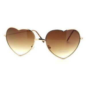 Vintage Fashion Lolita Gold Heart Shaped Metal Frame Women Sunglasses