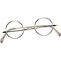 Round Santa Clause Gold Wire Rim Clear Lens Costume Glasses One Size Fits Most Great For Christmas