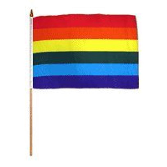 Rainbow Flag Gay Pride Lesbian Banner Striped 12x18 Stick Flag Handheld Flag