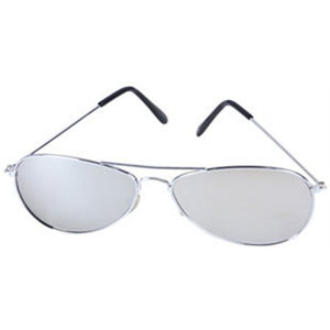 Silver Aviator Mirror Lens Police Sunglasses Top Gun Glasses One Size Fits Most Adults
