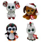 TY Beanie Boos - SET OF 4 Christmas 2021 Releases (Cheer, Snowfall, Chimney and Hawlidays Dog (6 inch Plush)
