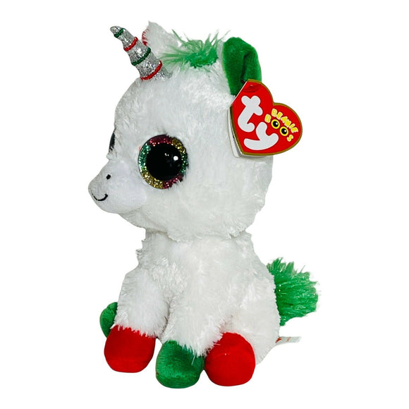 TY Beanie Boos - Christmas Limited Edition Candy Cane Unicorn (Glitter Eyes) Small 6