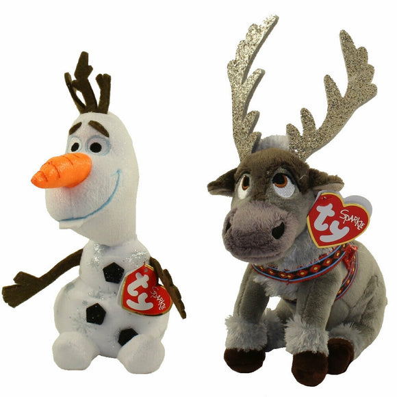 TY Beanie Babies - Set of 2 OLAF & SVEN Frozen (7.5 inch)
